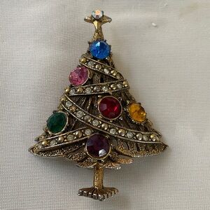 Elegant Multicolor Christmas Tree Brooch